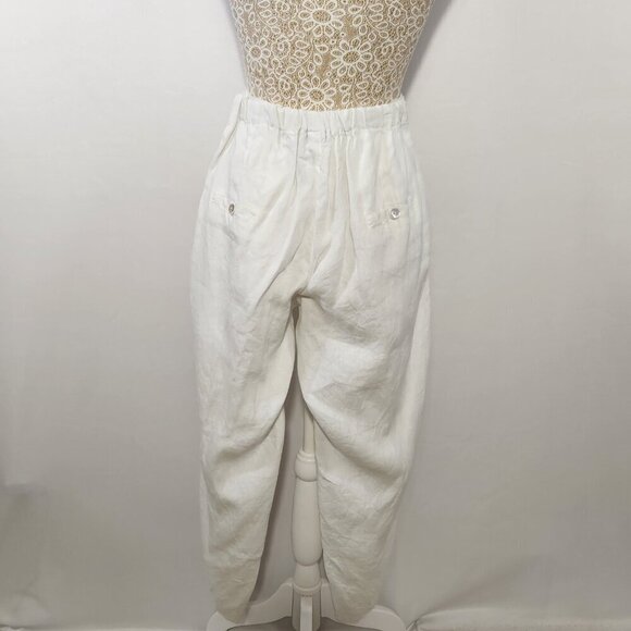 Vanity Made in Italy 100% Linen White Cropped Zip Button Front Pants Size 4XL - Picture 5 of 15